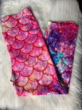 Pink Mermaid Scales Leggings CAPRI LENGTH